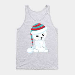 Polar Bear, White Bear, Cute Bear, Bear With Hat Tank Top